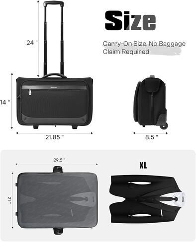 AUROTIER Rolling Garment Bags for Travel, Built-in Hanging Feature, Wheeled Business Suitcase with 17 Inch Laptop Compartment, Lockable Carry on Luggage for Men and Women with Wheels in Saudi Arabia