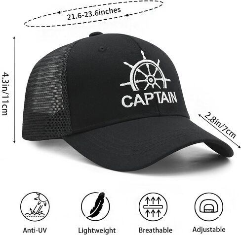 قبعات سائقي الشاحنات من Waldeal Captain and First Mate للأزواج، هدايا القوارب البحرية المضحكة، قبعات شبكية قابلة للتعديل، ملحقات الرحلات البحرية للقوارب الشراعية، أسود وأبيض in Kuwait