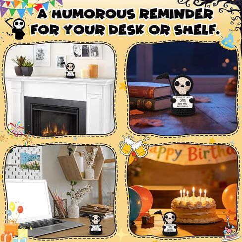 Unique Funny 30th Birthday Gifts for Women Men 30 Year Old Birthday Decorations Present for Her, Him, Best Friend Milestone Gag Gift Crochet Grim Reaper Keepsake Desk Decor Figure in Saudi Arabia