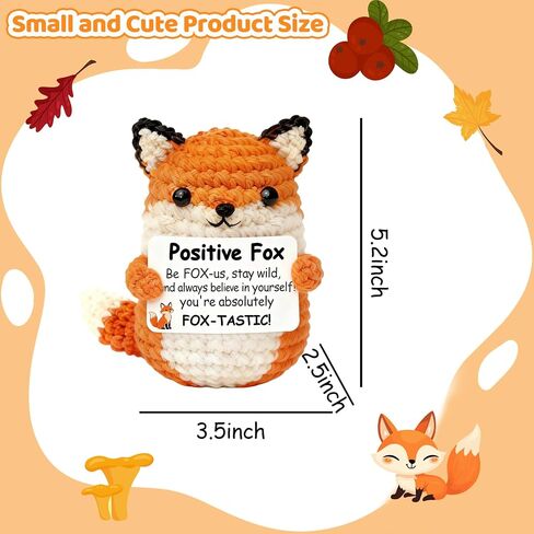 Handmade Positive Fox Crochet,Inspirational Gift for Women Men ,Emotional Support Stuffed Animal,Christmas, Birthday, Valentine’s Day Gift for Coworker, Friend, Sister, Student (Positive Fox) in Kuwait