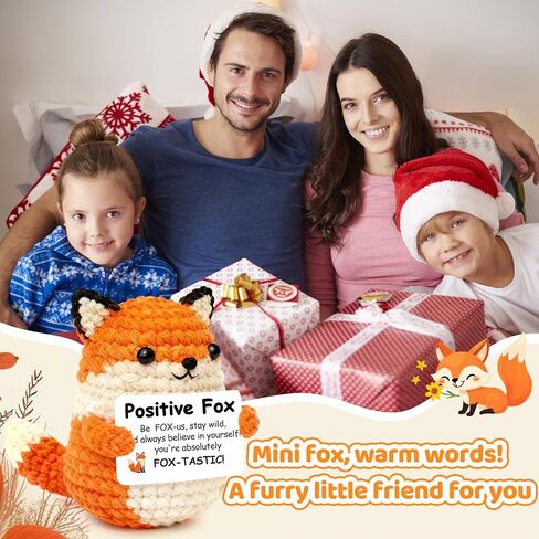 Handmade Positive Fox Crochet,Inspirational Gift for Women Men ,Emotional Support Stuffed Animal,Christmas, Birthday, Valentine’s Day Gift for Coworker, Friend, Sister, Student (Positive Fox) in Kuwait