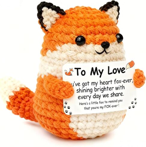 Handmade Positive Fox Crochet,Inspirational Gift for Women Men ,Emotional Support Stuffed Animal,Christmas, Birthday, Valentine’s Day Gift for Coworker, Friend, Sister, Student (Positive Fox) in Saudi Arabia