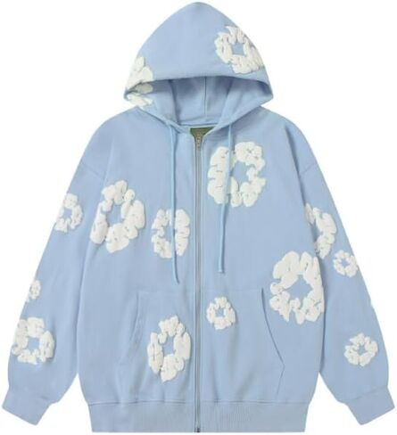 Y2K men's and women's bubble printed sports hoodies for couples, loose casual pullover, retro top in Saudi Arabia