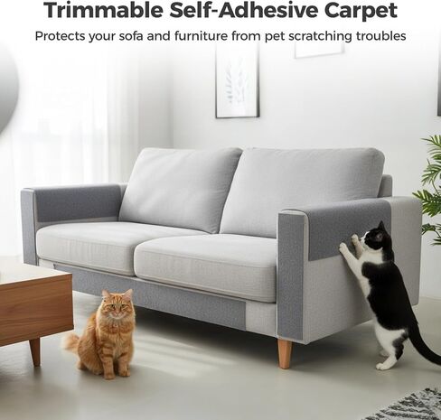 DIY Trimmable Self-Adhesive Carpet, for Floors, Sofas, Stairs, 15.7 x 39.4 in, Soft Polyester, Gray Cat Scratch Couch Furniture Protector, Sound Dampening, Anti-Slip in Kuwait