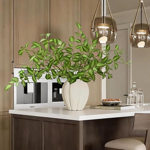 Waipfaru 5PCS Greenery Stems for Vases, 32.7 inch Artificial Eucalyptus Green Fake Leaves Branches, Faux Olive Silk Plants for Centerpieces Vase Filler Home Kitchen Decor in Kuwait