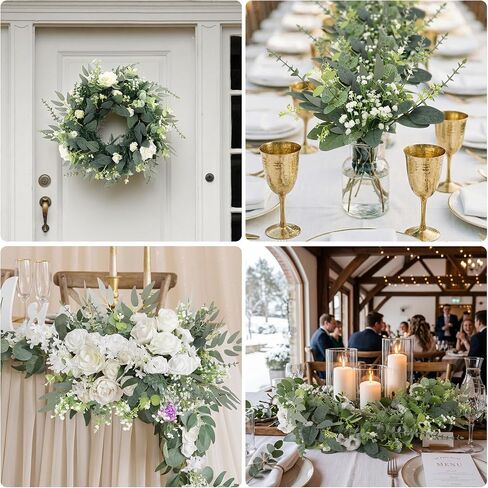 N&T NIETING 120Pcs Artificial Mixed Eucalyptus Stems Leaves Bulk, Faux Greenery Stems Branches with Baby Breath Silver Dollar Fake Eucalyptus Sprays for Wedding Decor Vase Bouquet Floral Arrangement in Saudi Arabia