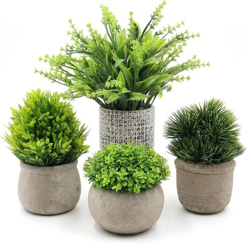 AUUGUU Small Artificial Potted Plants for Desk Decor, Mini Fake Plants for Bathroom, Office Desk Decor, Shelf Home Decor, Realistic Faux Greenery Indoor in Saudi Arabia