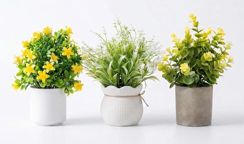AUUGUU Small Artificial Potted Plants for Desk Decor, Mini Fake Plants for Bathroom, Office Desk Decor, Shelf Home Decor, Realistic Faux Greenery Indoor in Saudi Arabia