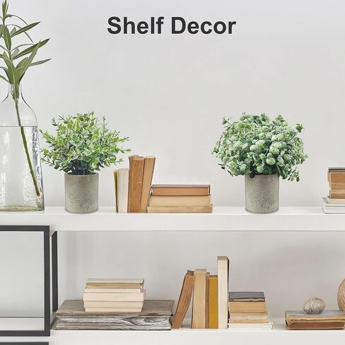 USLAI 3 Pack Fake Plants, 8-Inch Small Potted Eucalyptus Artificial Plants for Home Office Room Shelf Desk Decor in Saudi Arabia