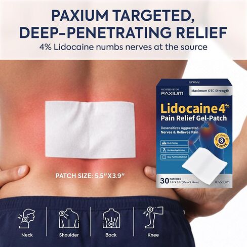 4% Lidocaine Patches Maximum Strength – Topical Pain Relief Patch for Back, Neck, Shoulders, Knees & Elbows – 30 Count in Kuwait