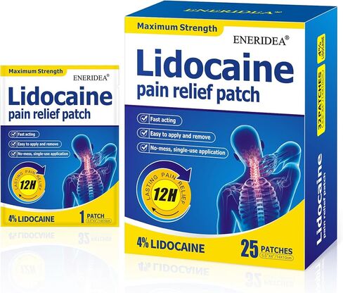 4% Lidocaine Patches, 25 Count Maximum Strength Pain Relief Patch for Muscle Relief in Neck Knee Back and Shoulders, 12 Hour Long Lasting Relief Pains (25 Count) in Saudi Arabia