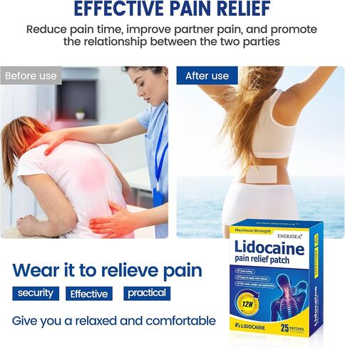 4% Lidocaine Patches, 25 Count Maximum Strength Pain Relief Patch for Muscle Relief in Neck Knee Back and Shoulders, 12 Hour Long Lasting Relief Pains (25 Count) in Saudi Arabia