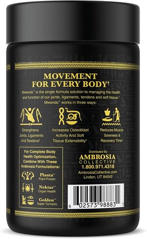Ambrosia Mwendo Joint Support Supplement | BioCell Collagen, Tart Cherry & Cissus | Ligament, Tendon & Connective Tissue Support | ParActin for Mobility | 90 Veggie Capsules in Saudi Arabia