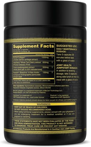 Ambrosia Mwendo Joint Support Supplement | BioCell Collagen, Tart Cherry & Cissus | Ligament, Tendon & Connective Tissue Support | ParActin for Mobility | 90 Veggie Capsules in Saudi Arabia