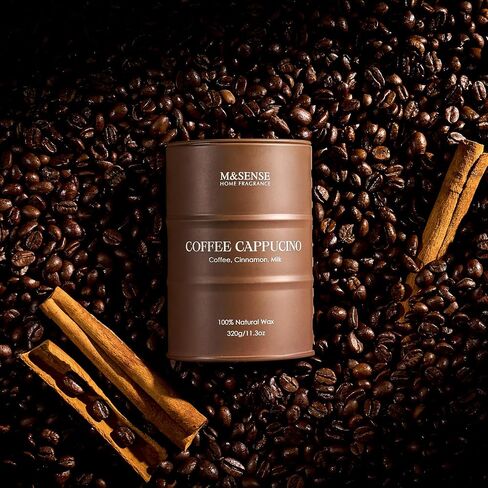 M&SENSE Coffee Cappucina Scented Candle 11.3oz | Christmas Soy Wax, 70 Hours Long Lasting Burning, Strong Coffee Aroma, Housewarming Appreciation Gift in Saudi Arabia