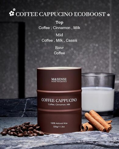 M&SENSE Coffee Cappucina Scented Candle 11.3oz | Christmas Soy Wax, 70 Hours Long Lasting Burning, Strong Coffee Aroma, Housewarming Appreciation Gift in Saudi Arabia