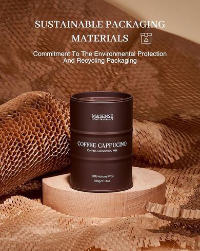 M&SENSE Coffee Cappucina Scented Candle 11.3oz | Christmas Soy Wax, 70 Hours Long Lasting Burning, Strong Coffee Aroma, Housewarming Appreciation Gift in Saudi Arabia