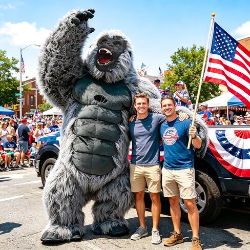 Inflatable Gorilla Costume for Adults, Blow Up King Kong Suit Independence Day Parade Mascot Halloween Ape in Kuwait