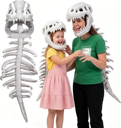 Dinosaur Skeleton Costume, 3D Dino Skeleton Hat with Spine, My Cozy Dino Skeleton Costume for Halloween Cosplay Party in Saudi Arabia