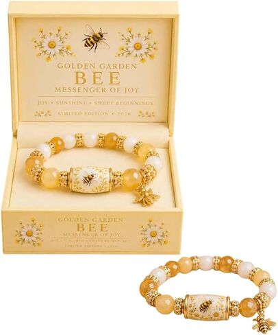 2026 Limited Edition Blessing Birds Bracelet with Premium Gift Box,Bracelet with Pink Multicolor Beads Elastic Stretch Design, Bee Hummingbird Blessing Bracelets for Women Elastic Gemstone Beaded Bracelet in Kuwait