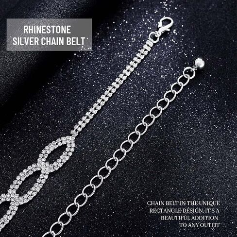 Abien Rhinestone Belt Sparkle Rhinestone Dress Belt for Women Crystal Chain Belts for Formal Dress in Kuwait