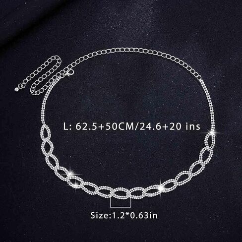 Abien Rhinestone Belt Sparkle Rhinestone Dress Belt for Women Crystal Chain Belts for Formal Dress in Kuwait