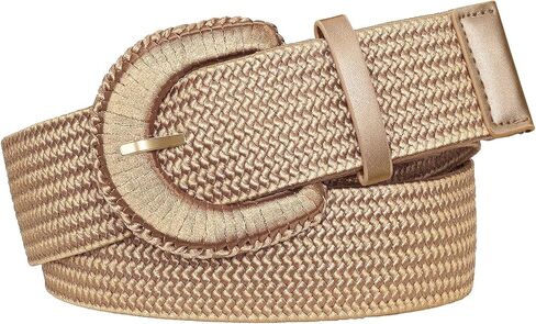 JASGOOD Women Wide Elastic Boho Belt Rope Woven Belt for Dress Stretch Braided Waist Belt with Chunky Buckle 1.97" Width in Kuwait