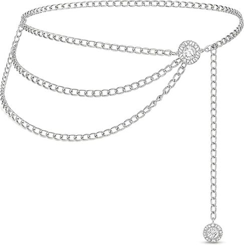 Gold Chain Belt for Women, Multilayer Metal Waist Chain, Adjustable Chain Belts for Dress, Snag-Free Belly Chain Jewelry for Wedding/Everyday Wear (35.4") in Kuwait