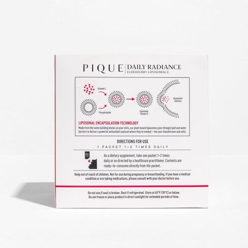 PIQUE Daily Radiance Liposomal Vitamin C for Immune Support - 1,000 mg Vitamin C & 1,900 mg Elderberry per Packet, Powerful Antioxidants for Healthy Collagen Production - 28 Packets (10mL Each) in Saudi Arabia