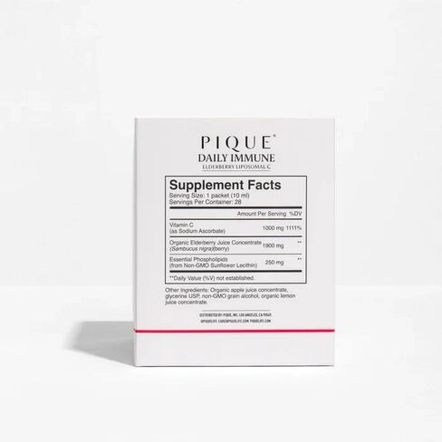 PIQUE Daily Radiance Liposomal Vitamin C for Immune Support - 1,000 mg Vitamin C & 1,900 mg Elderberry per Packet, Powerful Antioxidants for Healthy Collagen Production - 28 Packets (10mL Each) in Saudi Arabia