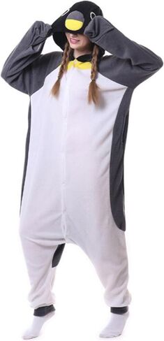 Penguin One Piece Unisex Sleepwear Adult Pajamas Cosplay Costumes Animal Hooded Jumpsuit in Kuwait