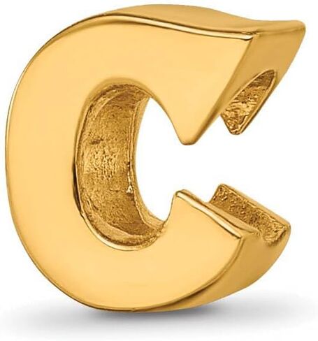 The Black Bow Letter C Bead Charm in 14k Yellow Gold Plated Sterling Silver in Kuwait