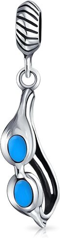 Bling Jewelry .925 Sterling Silver Sport Blue Skier Swimmer Swim Eyeglasses Goggles Dangling Charm Bead For Women Teen Enamel for Bracelet in Kuwait
