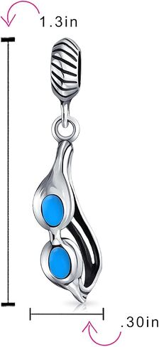 Bling Jewelry .925 Sterling Silver Sport Blue Skier Swimmer Swim Eyeglasses Goggles Dangling Charm Bead For Women Teen Enamel for Bracelet in Kuwait