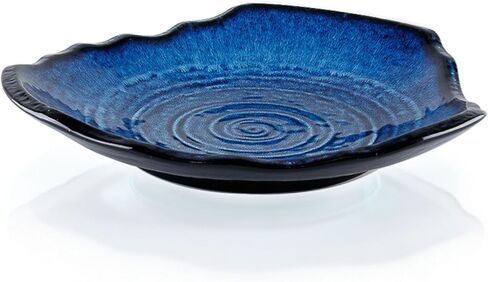 12" Blue Decorative Bowl, Large Decorative Centerpiece, Ceramic Dish for Dining Room, Blue Fruit Bowl for Kitchen Counter, Entryway Key Holder Tray, Coffee Table Accent, Oven Microwave Dishwasher Safe in Kuwait