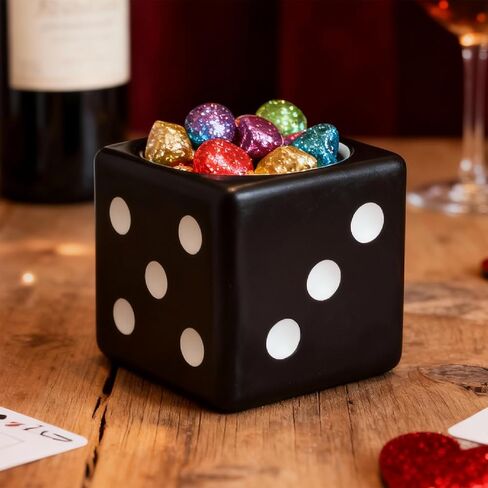 Dice Shaped Candy Bowl Candy Dish For Office Desk Key Bowl For Entryway Table Planters For Indoor Plants Casino Party Decorations (Black) in Saudi Arabia