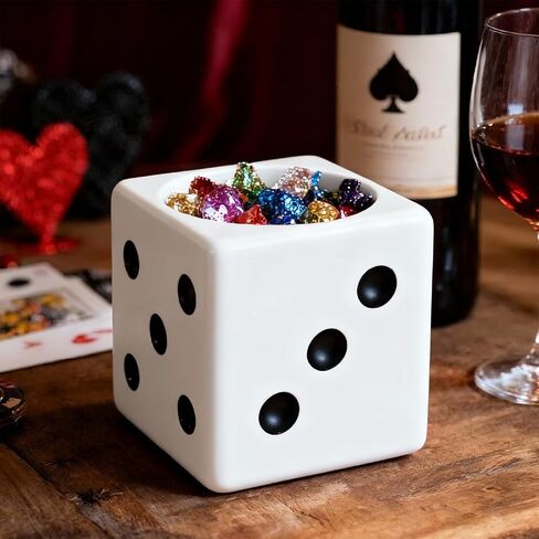 Dice Shaped Candy Bowl Candy Dish For Office Desk Key Bowl For Entryway Table Planters For Indoor Plants Casino Party Decorations (Black) in Saudi Arabia