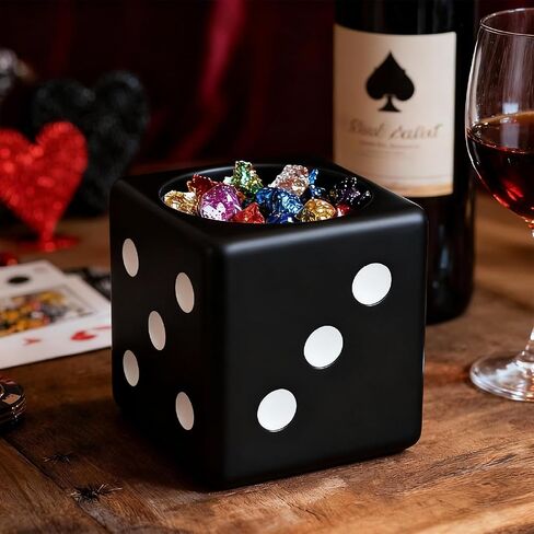 Dice Shaped Candy Bowl Candy Dish For Office Desk Key Bowl For Entryway Table Planters For Indoor Plants Casino Party Decorations (Black) in Saudi Arabia