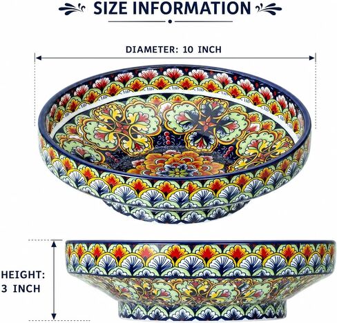 10" Bohemian Style Decorative Bowl, Large Fruit Bowl for Kitchen Counter,Stylish Key Bowl for Entry Table, Bread Candy Snacks Organizer in Saudi Arabia