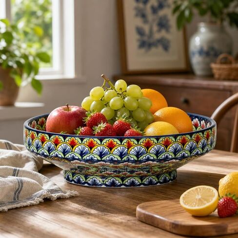 10" Bohemian Style Decorative Bowl, Large Fruit Bowl for Kitchen Counter,Stylish Key Bowl for Entry Table, Bread Candy Snacks Organizer in Saudi Arabia
