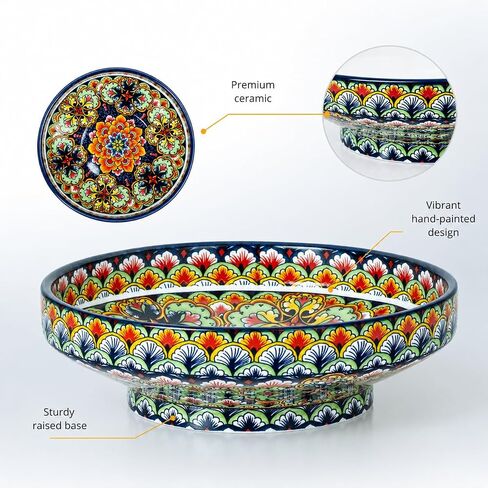 10" Bohemian Style Decorative Bowl, Large Fruit Bowl for Kitchen Counter,Stylish Key Bowl for Entry Table, Bread Candy Snacks Organizer in Saudi Arabia