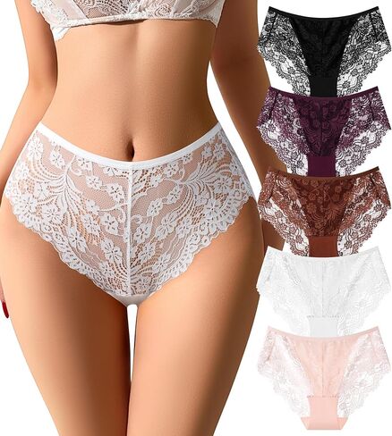 Womens High Waisted Underwear Flower Sexy Lace Panty Soft Breathable Briefs Underwear Women Pack in Saudi Arabia