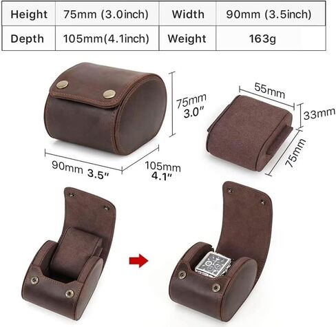 Vintage Genuine Leather 1 Slot Watch Roll Travel Case Organizer with Pillow & Bonus Maintenance Kit - Sturdy Full Grain Crazy Horse Luxury Display Storage Box & Travel Accessories Gift for Men in Kuwait