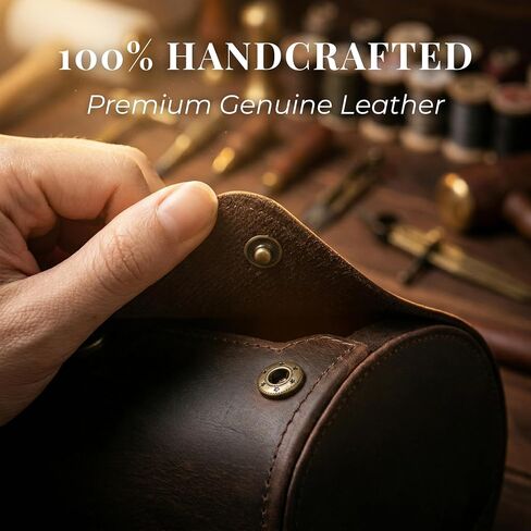 Vintage Genuine Leather 1 Slot Watch Roll Travel Case Organizer with Pillow & Bonus Maintenance Kit - Sturdy Full Grain Crazy Horse Luxury Display Storage Box & Travel Accessories Gift for Men in Kuwait
