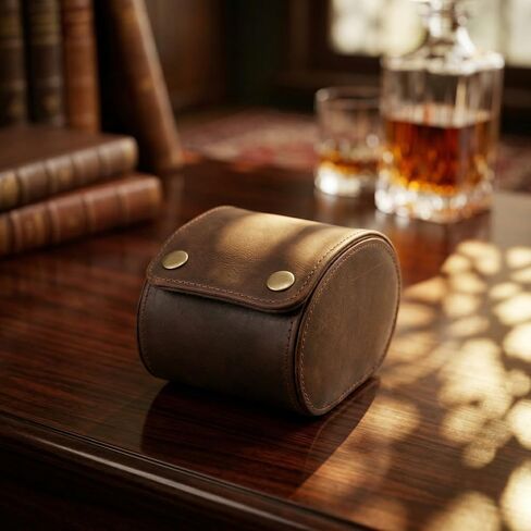 Vintage Genuine Leather 1 Slot Watch Roll Travel Case Organizer with Pillow & Bonus Maintenance Kit - Sturdy Full Grain Crazy Horse Luxury Display Storage Box & Travel Accessories Gift for Men in Kuwait