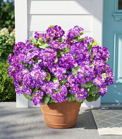 Fake Geraniums Artificial Flowers for Outdoors Outside, 6 Bundles White Silk Geraniums Fake Flowers Plants Realistic UV Resistant Faux Flowers for Outdoor Planters Garden Balcony Yard Porch Indoor in Saudi Arabia