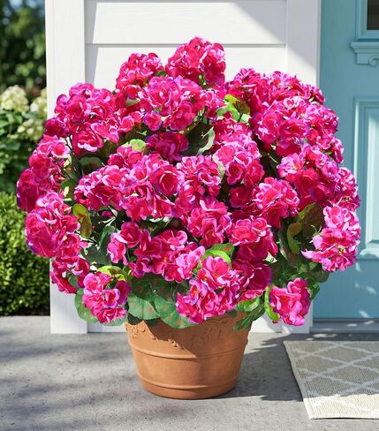 Fake Geraniums Artificial Flowers for Outdoors Outside, 6 Bundles White Silk Geraniums Fake Flowers Plants Realistic UV Resistant Faux Flowers for Outdoor Planters Garden Balcony Yard Porch Indoor in Saudi Arabia