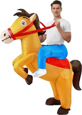 Inflatable Horse Costume, Inflatable Cowboy Riding Horse Costume Funny Blow up Costumes for Men Women Halloween (Multicolor) in Saudi Arabia