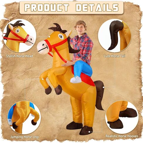 Inflatable Horse Costume, Inflatable Cowboy Riding Horse Costume Funny Blow up Costumes for Men Women Halloween (Multicolor) in Saudi Arabia