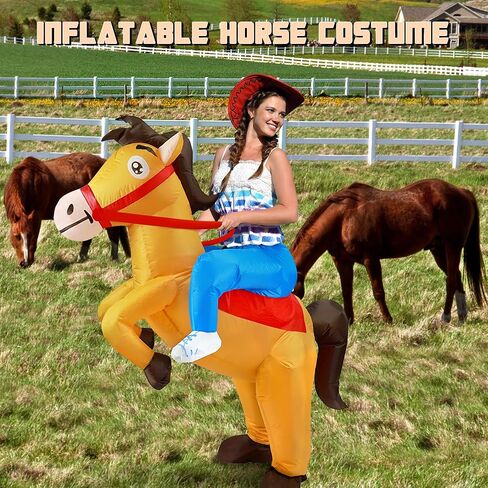 Inflatable Horse Costume, Inflatable Cowboy Riding Horse Costume Funny Blow up Costumes for Men Women Halloween (Multicolor) in Saudi Arabia